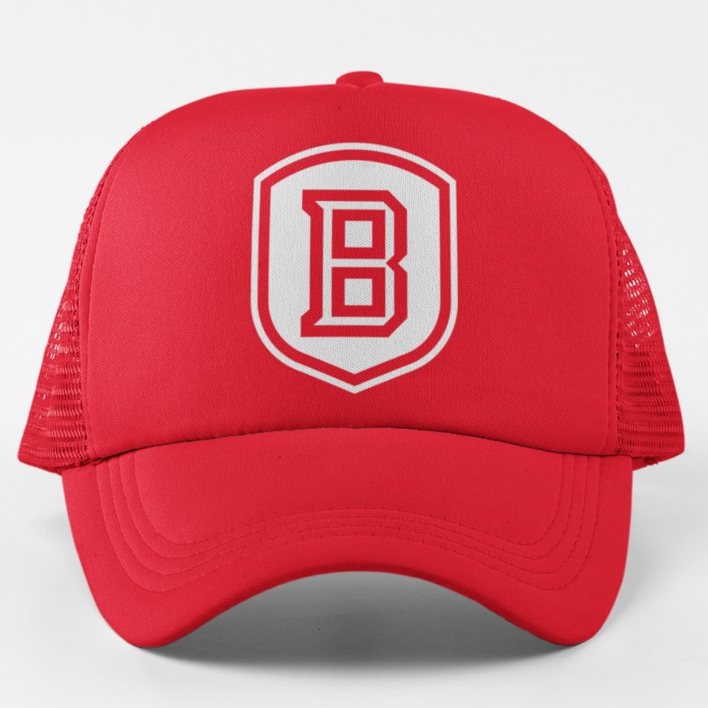 NEW Bradley University Logo Foam Trucker Mesh Snapback Hat RED